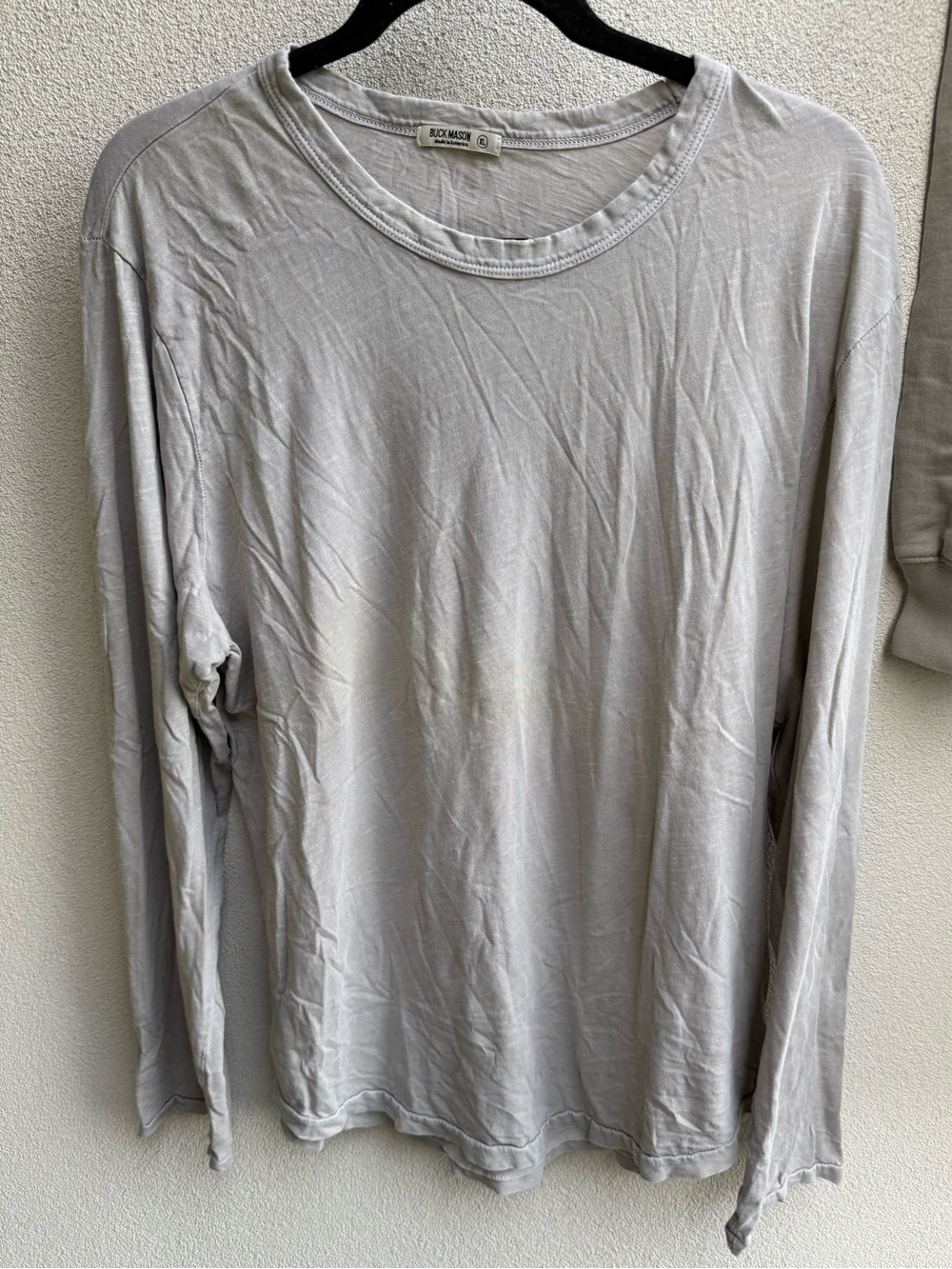 Buck Mason Men's Long Sleeve Crewneck Shirt - Gray XL